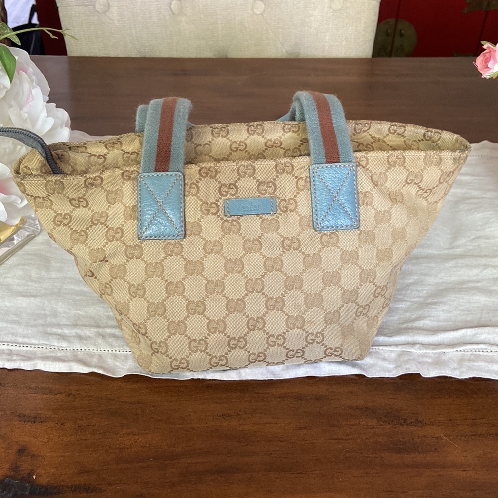 Gucci MINI logo handbag blue leather